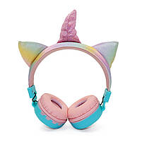 Бездротові навушники з вушками та рогом Unicorn KD80 Єдиноріг з підсвічуванням 17*21*7 см (bleu), фото 2