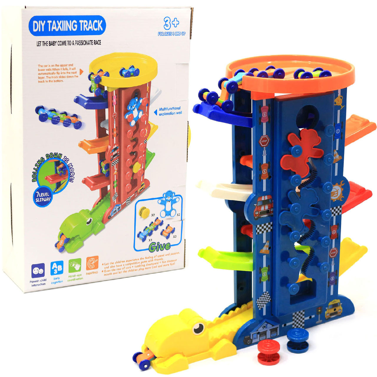 Ігровий набір паркінг-трек Веселий трамплін Алігатор, 6 рівнів, 4 машинки (6846), фото 1