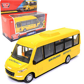 Машинка ігрова Iveco «TechnoPark» Шкільний автобус жовтий метал 15*6*5 см (DAILY-15CHI-YE)