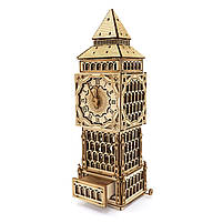 Дерев'яний 3D конструктор Годинник Світильник Скринька Tower Clock UnityWood 195 деталей 37,5*513*10,5 см (UW-013), фото 4