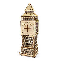 Дерев'яний 3D конструктор Годинник Світильник Скринька Tower Clock UnityWood 195 деталей 37,5*513*10,5 см (UW-013), фото 5