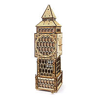 Дерев'яний 3D конструктор Годинник Світильник Скринька Tower Clock UnityWood 195 деталей 37,5*513*10,5 см (UW-013), фото 6