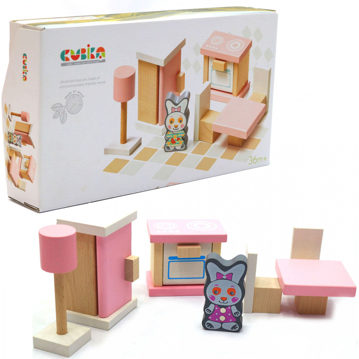 Дерев'яний іграшковий набір Cubika «Меблі 3» (13975)