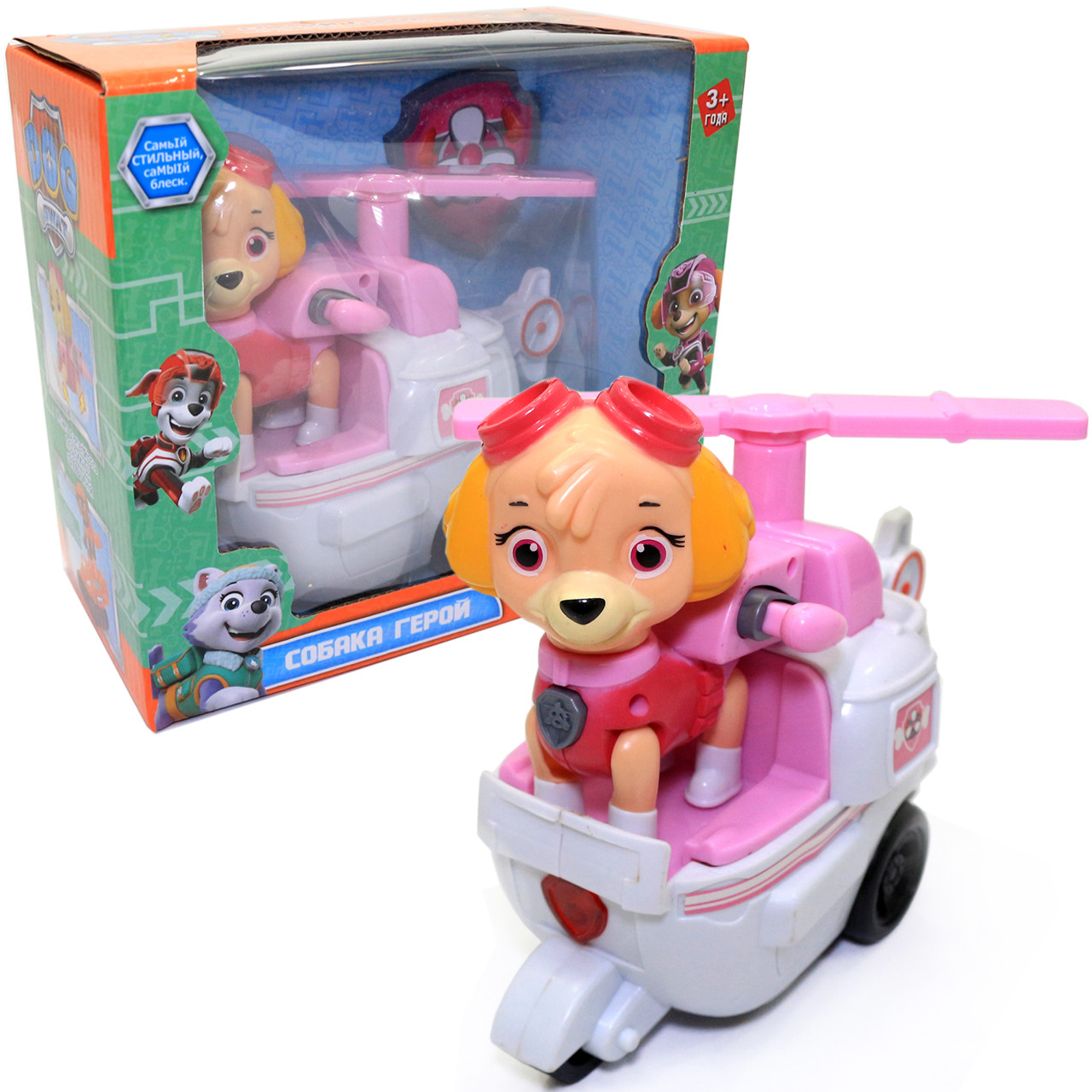 Набір «Цуценята рятувальники» Скай зі значком та транспортом світло звук 18*17*9 см (7780), фото 1