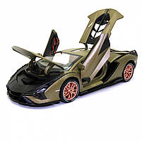 Іграшкова машинка металева Lamborghini Sian «АвтоЕксперт», Ламборджіні Сіан, світло, звук, 20*8*5 см хакі (GT-1502), фото 5