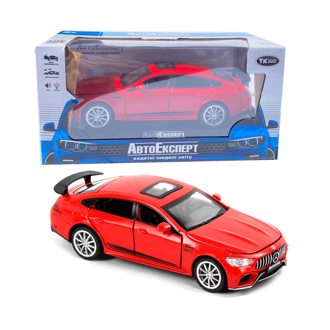 Іграшкова машинка металева Mercedes-Benz AMG «АвтоЕксперт» Мерседес червоний звук світло 15*6*5 см (26902), фото 1