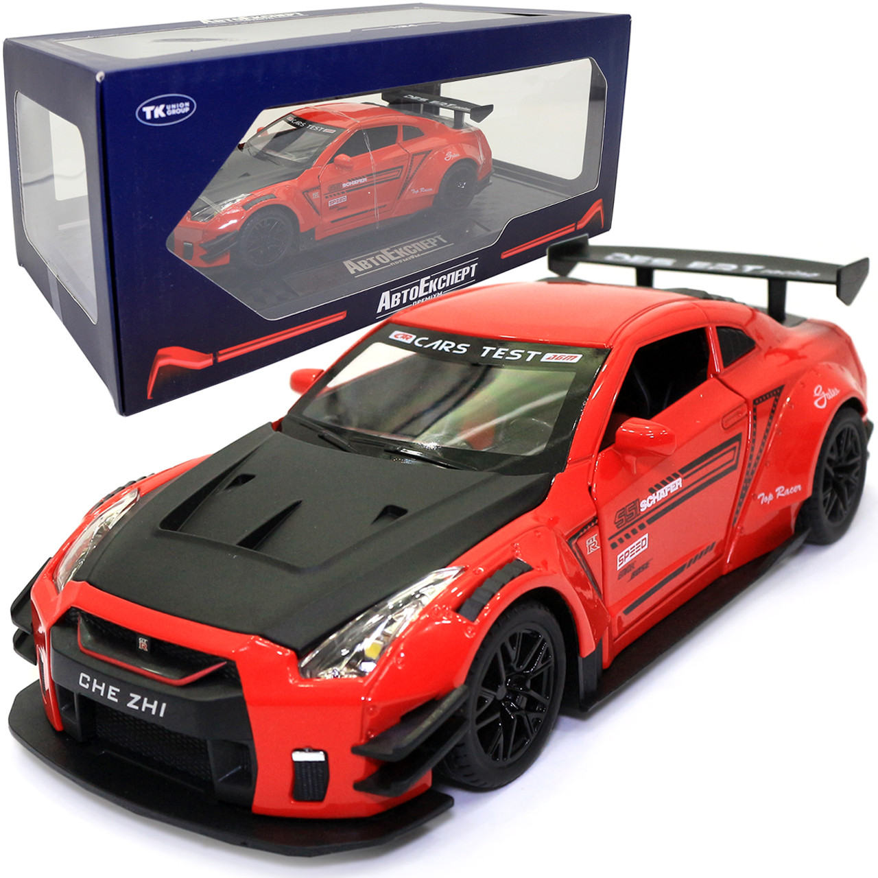 Іграшкова машинка металева Nissan GT-R «АвтоЕксперт» Ніссан ГТ-Р червоний звук світло 20*6*9 см (GT-2247)
