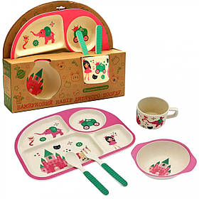 Набір дитячої бамбуковій посуду Stenson замок принцеси, 5 предметів (MH-2773-5)