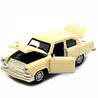 Машинка іграшкова Автопром «1: 32-36 ГАЗ-21» метал, 14 см, бежевий, світло, звук, двері відчиняються (7504), фото 6