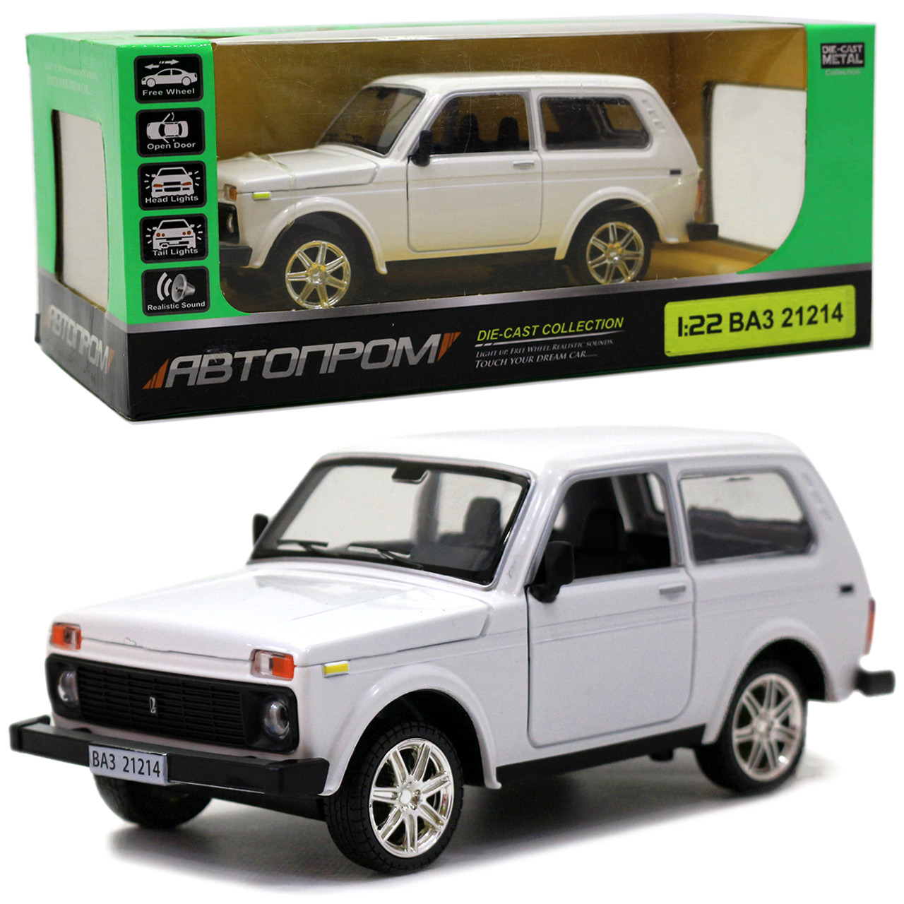 Іграшкова машинка металева ВАЗ Lada Niva «Автопром», білий, від 3 років, 7х15х6 см, (21214), фото 1