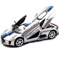 Машинка іграшкова Автопром «Jaguar C-X75», 14 см, світло, звук, двері відчиняються, світло-синя (68399), фото 5