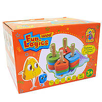 Розвиваюча іграшка Fun Game дерев'яна пірамідка «Панда» конструктор сортер 19*15*12 см (7380), фото 4