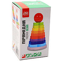 Розвиваюча іграшка дерев'яна пірамідка райдужна гора Fun Game 3+ (50046), фото 2