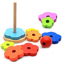 Розвиваюча іграшка дерев'яна пірамідка райдужна гора Fun Game 3+ (50046), фото 5