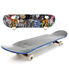 Скейт дерев'яний (лонгборд), в сумці, 70*20*10 см, різнокольорове графіті, колеса PU 56*31 (S00675)