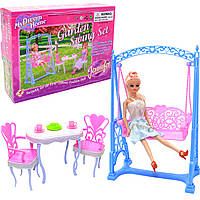 Детская игрушечная мебель для куклы Jennifer Garden Swing Set качели и обеденный гарнитур 20*29*7 см (2816)