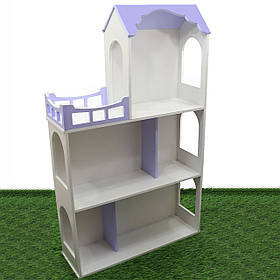 Іграшковий дерев'яний ляльковий будиночок Unitywood (62х20х105 см), триповерховий фіолетовий
