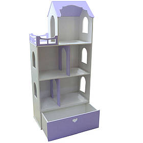 Іграшковий ляльковий дерев'яний будиночок з ящиком для іграшок Unitywood фіолетовий. Обладнайте будиночок для ляльок