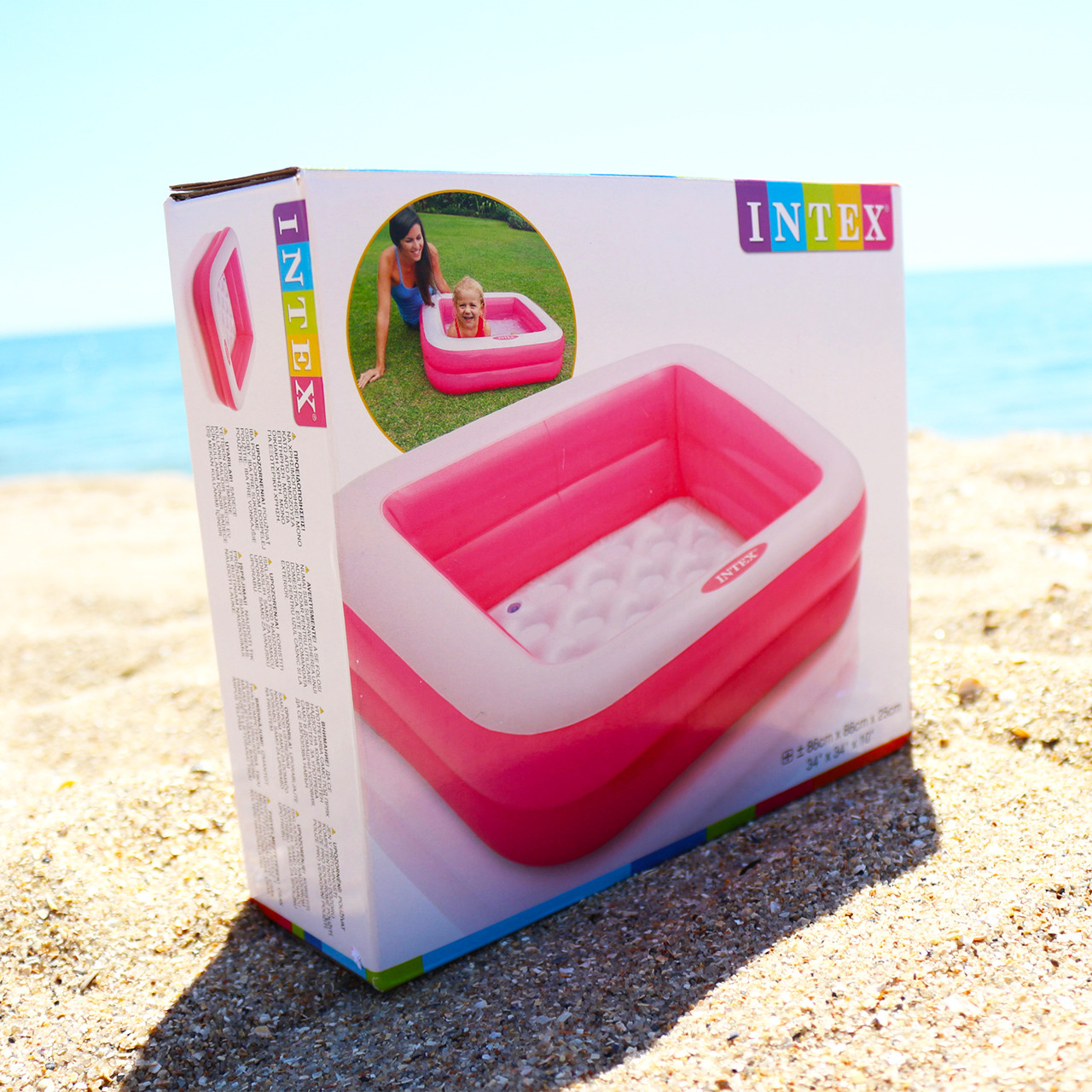 Надувний басейн Intex Рожевий 85х85х23см 60л. Для відпочинку на пляжі 57100, фото 1