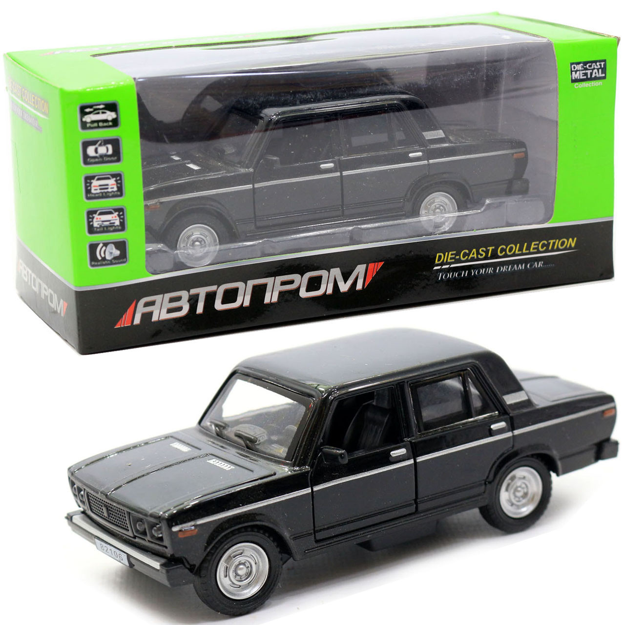 Машинка іграшкова Автопром «ВАЗ-2106» Чорний зі світловими і звуковими ефектами, 13х5х5 см (7793), фото 1