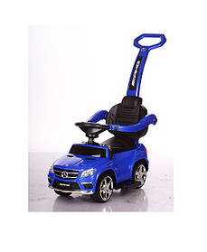 Дитяча машинка каталка-толокар Mercedes SX1578-4 синій, шкір сидіння, EVA колеса, MP3