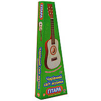 Іграшка дитяча гітара дерев'яна, струнна з медіатором, синя 58 см (M 1369), фото 2