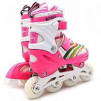 Дитячі ролики Scale Sports рожеві в сумці (розмір 31-34, метал, що світяться колеса ПУ) 2088000022275, фото 2
