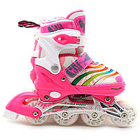 Дитячі ролики Scale Sports рожеві в сумці (розмір 31-34, метал, що світяться колеса ПУ) 2088000022275, фото 7