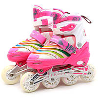 Дитячі ролики Scale Sports рожеві в сумці (розмір 35-38, метал, що світяться колеса ПУ) 2088000022282, фото 3