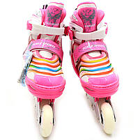 Дитячі ролики Scale Sports рожеві в сумці (розмір 35-38, метал, що світяться колеса ПУ) 2088000022282, фото 4