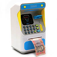 Іграшка скарбничка Банкомат, JY Toys, блакитний, 16х14х26 см (7010A). Сейф з кодом, фото 5