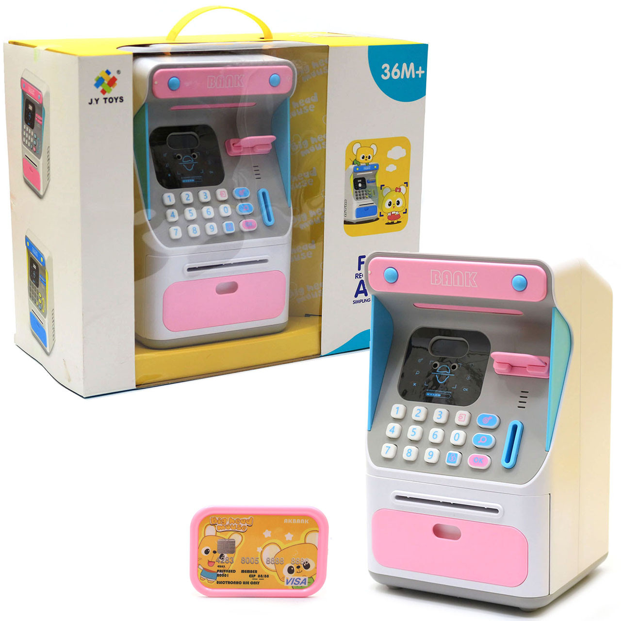 Іграшка скарбничка Банкомат, JY Toys, рожевий, 16х14х26 см (7010A). Сейф з кодом, фото 1