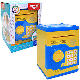 Іграшка скарбничка-сейф з кодом дитячий жовтий від 3 років 13*18*14 см (WF-3001A)