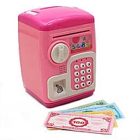 Іграшка скарбничка-сейф з кодом дитячий рожевий, від 3 років, 13х13х19 см (MK 4629), фото 2