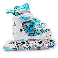 Дитячі ролики Scale Spots, біло-блакитні, розмір 35-38, метал, що світяться колеса ПУ, (LF601B-M), фото 3