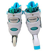 Дитячі ролики Scale Spots, біло-блакитні, розмір 35-38, метал, що світяться колеса ПУ, (LF601B-M), фото 5