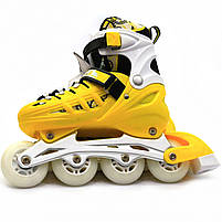 Дитячі ролики Жовті (розмір 35-38, метал, що світяться колеса ПУ) LF905M, фото 4