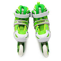 Ролики дитячі Power Champs, зелений, алюмінієве шасі, колеса PU, розмір 30-33, (POWER CHAMPS PVC S), фото 2