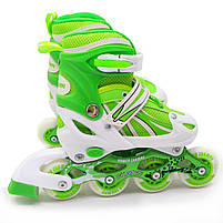 Ролики дитячі Power Champs, зелений, алюмінієве шасі, колеса PU, розмір 30-33, (POWER CHAMPS PVC S), фото 4