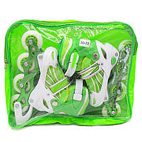 Ролики дитячі Power Champs, зелений, алюмінієве шасі, колеса PU, розмір 30-33, (POWER CHAMPS PVC S), фото 6