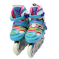 Ролики дитячі SCALE SPORT, бірюзові, розмір 35-38, алюміній, колеса PU (LF907M-M-3), фото 2