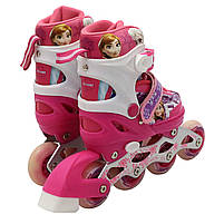 Ролики дитячі для дівчинки із захистом «Холодне серце» розмір 27-30, алюміній, що світяться колеса PU 1859317378, фото 3