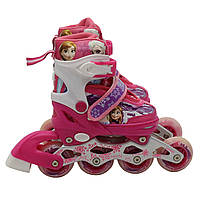 Ролики дитячі для дівчинки із захистом «Холодне серце» розмір 27-30, алюміній, що світяться колеса PU 1859317378, фото 4