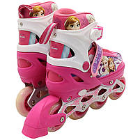 Ролики дитячі для дівчинки із захистом «Холодне серце» розмір 35-38, алюміній, що світяться колеса PU 1172502856, фото 2
