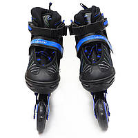 Роликові ковзани Caroman Sports, чорно-сині, розмір 34-37, метал, що світяться колеса PU, (503752028-M), фото 4
