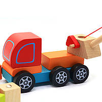 Дитячий дерев'яний конструктор машинка Автокран Cubika (Кубика), 13982, фото 6