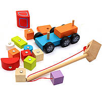 Дитячий дерев'яний конструктор машинка Автокран Cubika (Кубика), 13982, фото 7