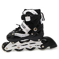 Роликові ковзани Scale Sports чорно-білі, розмір 31-34, метал, що світяться колеса PU, (465976067-S), фото 3