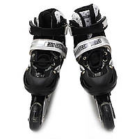 Роликові ковзани Scale Sports чорно-білі, розмір 31-34, метал, що світяться колеса PU, (465976067-S), фото 4