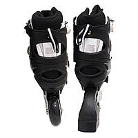 Роликові ковзани Scale Sports чорно-білі, розмір 31-34, метал, що світяться колеса PU, (465976067-S), фото 5